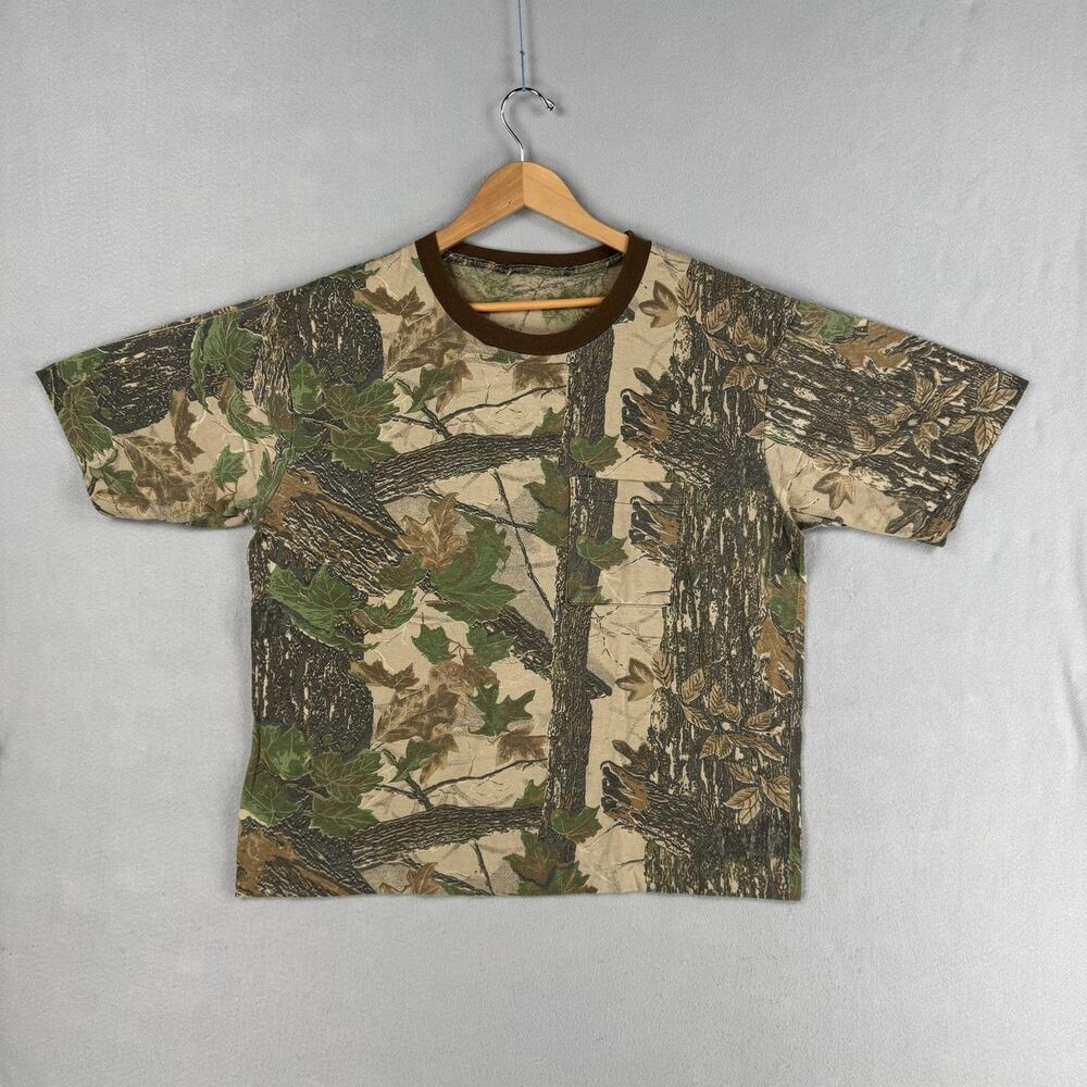 Vintage Realtree Shirt Mens Large Multicolor Camo Short Sleeve Pocket Hunting